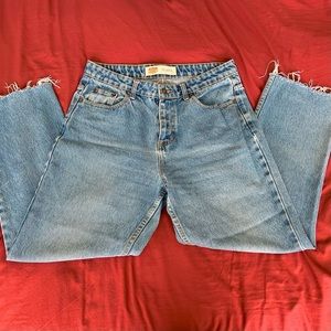 Vintage Route 66 straight leg raw hem jeans - petite